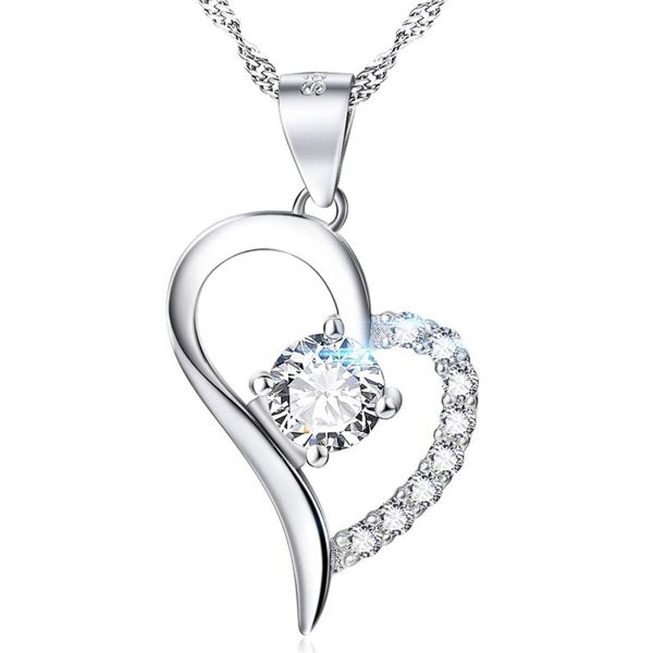 Peora Silver Plated Letter B Heart Pendant for Women Girls